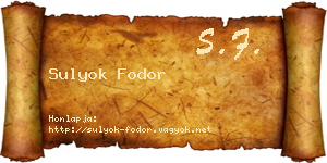 Sulyok Fodor névjegykártya